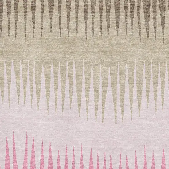 Pink Chocolate And Beige Striped Washable Area Rug With UV Protection Photo 4
