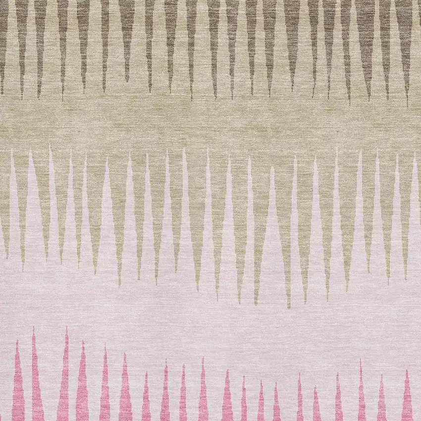 Pink Chocolate And Beige Striped Washable Area Rug With UV Protection Photo 4