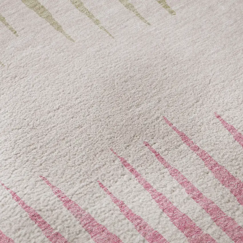 Pink Chocolate And Beige Striped Washable Area Rug With UV Protection Photo 1