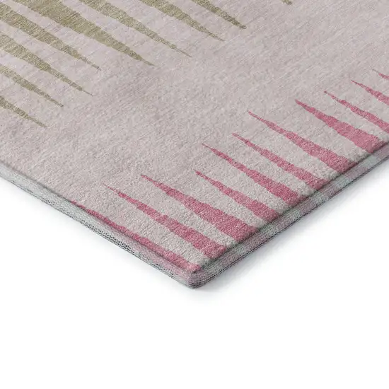 Pink Chocolate And Beige Striped Washable Area Rug With UV Protection Photo 8