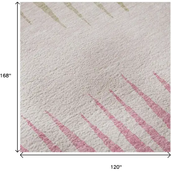 Pink Chocolate And Beige Striped Washable Area Rug With UV Protection Photo 9