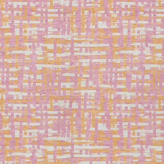 Pink Copper And Beige Abstract Washable Indoor Outdoor Area Rug Photo 6