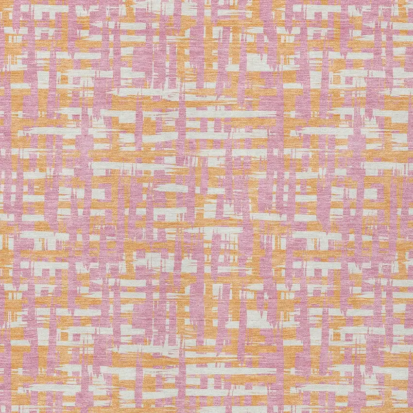 Pink Copper And Beige Abstract Washable Indoor Outdoor Area Rug Photo 6