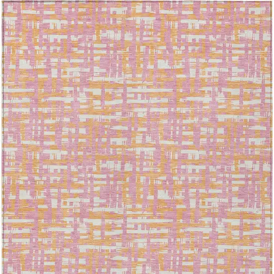Pink Copper And Beige Abstract Washable Indoor Outdoor Area Rug Photo 7