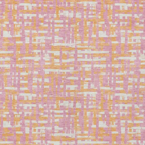 Pink Copper And Beige Abstract Washable Indoor Outdoor Area Rug Photo 6