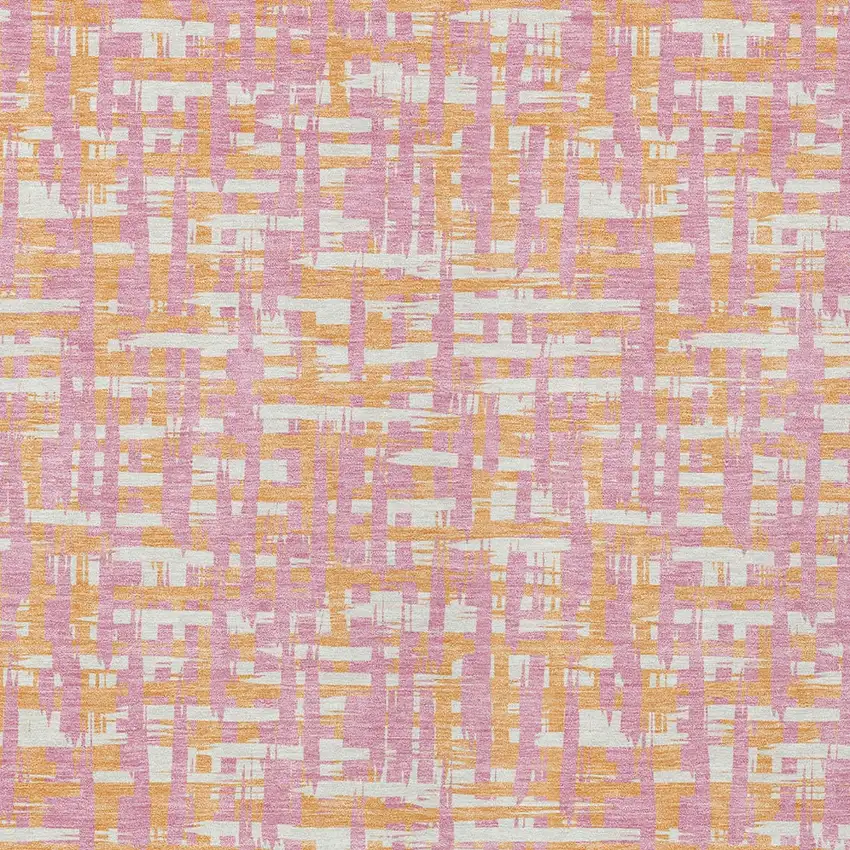 Pink Copper And Beige Abstract Washable Indoor Outdoor Area Rug Photo 6