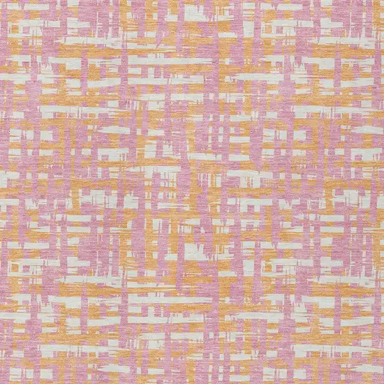 Pink Copper And Beige Abstract Washable Indoor Outdoor Area Rug Photo 6