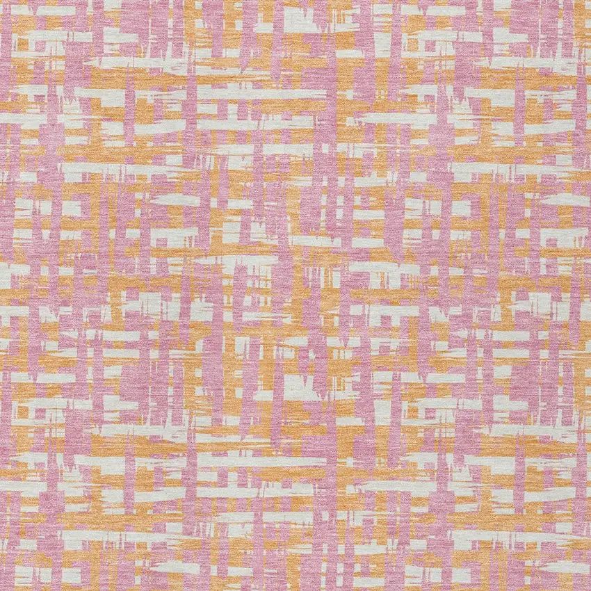 Pink Copper And Beige Abstract Washable Indoor Outdoor Area Rug Photo 6