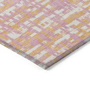 Photo of Pink Copper And Beige Abstract Washable Indoor Outdoor Area Rug