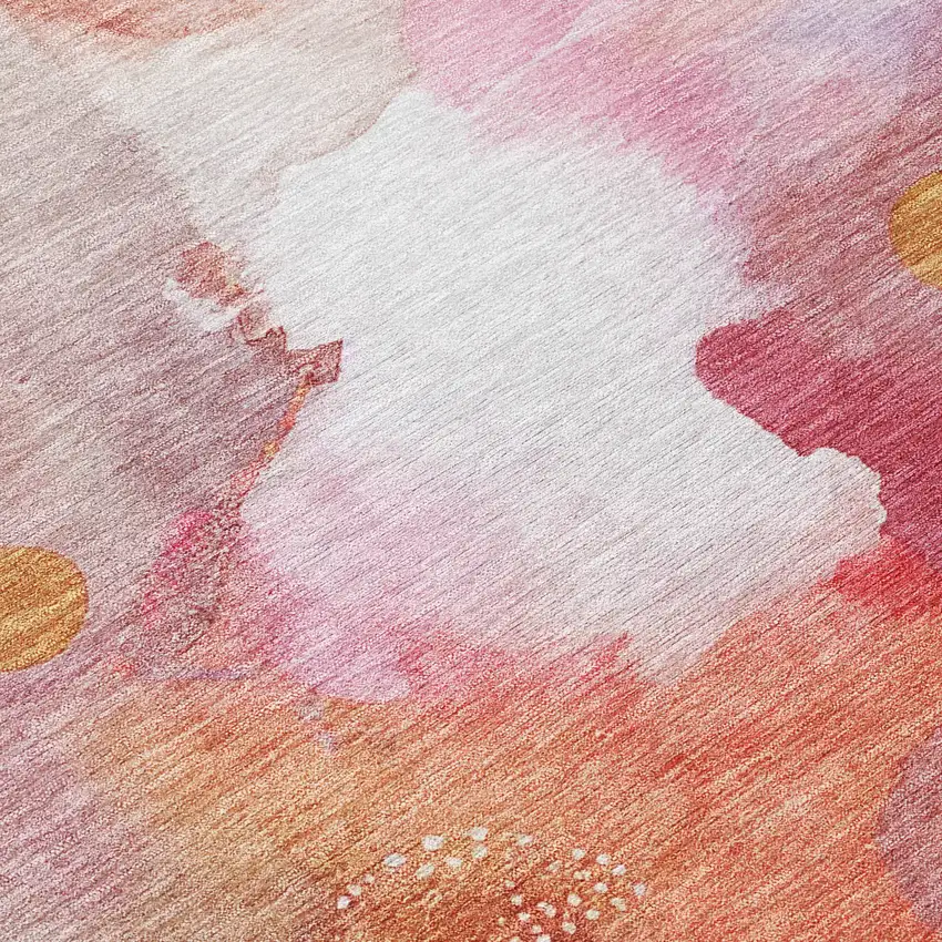 Pink Copper And Ivory Abstract Washable Indoor Outdoor Area Rug Photo 8
