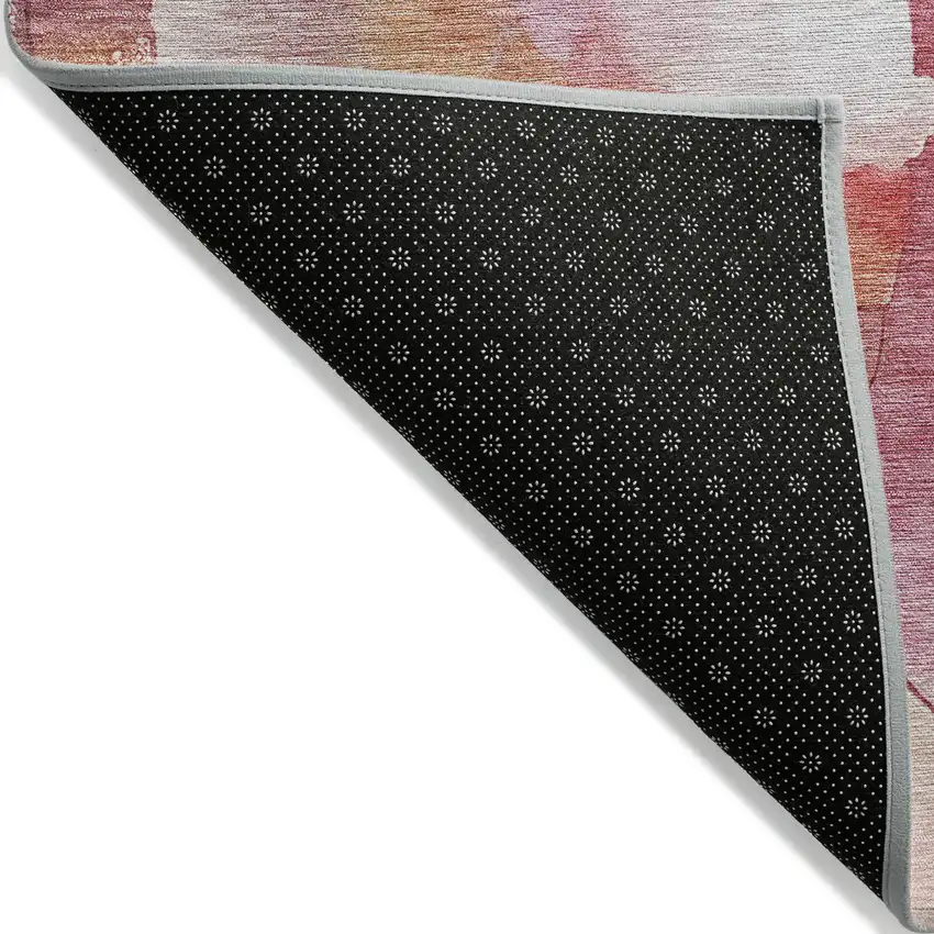 Pink Copper And Ivory Abstract Washable Indoor Outdoor Area Rug Photo 7