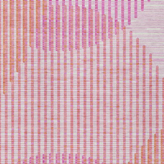 Pink Copper And Ivory Geometric Washable Indoor Outdoor Area Rug Photo 6