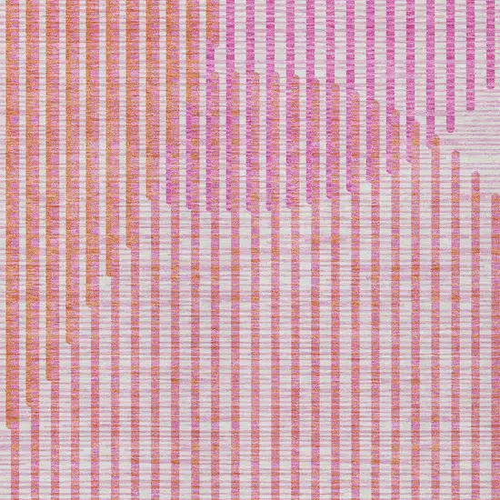 Pink Copper And Ivory Geometric Washable Indoor Outdoor Area Rug Photo 6
