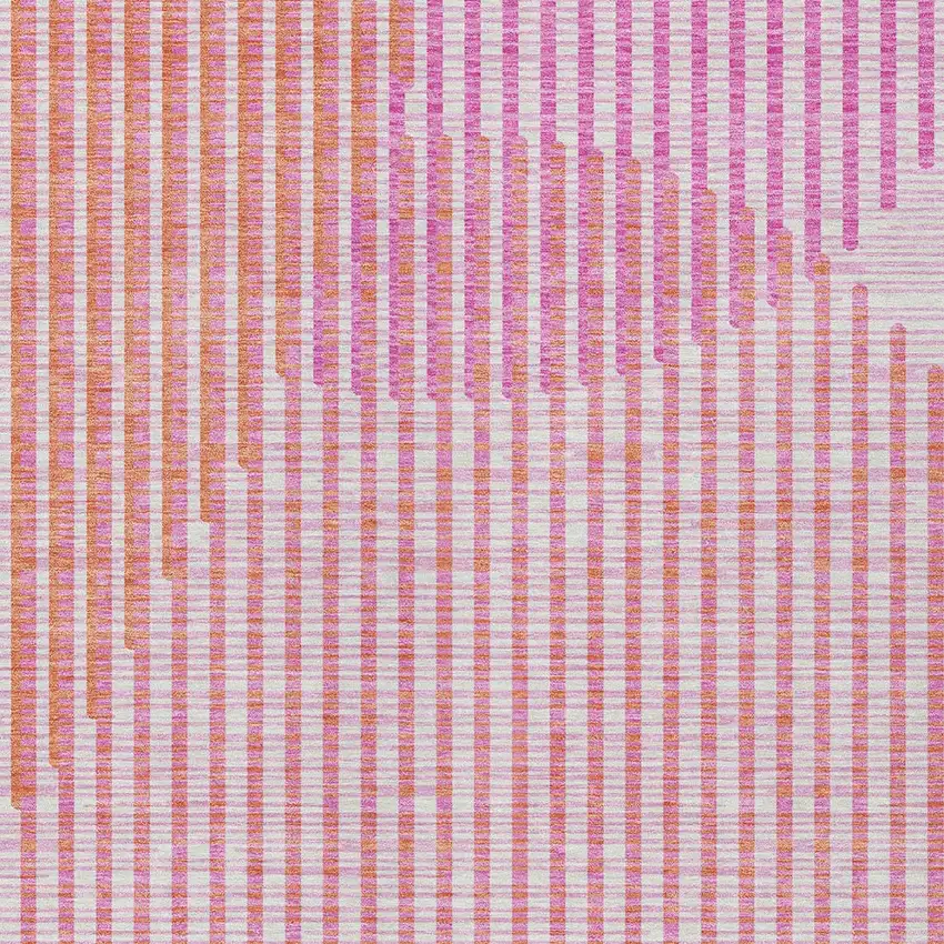 Pink Copper And Ivory Geometric Washable Indoor Outdoor Area Rug Photo 6