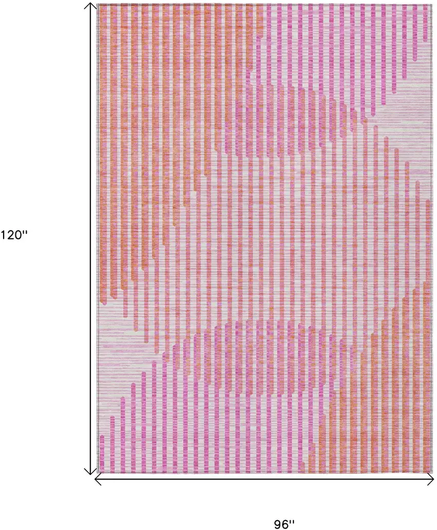 Pink Copper And Ivory Geometric Washable Indoor Outdoor Area Rug Photo 3