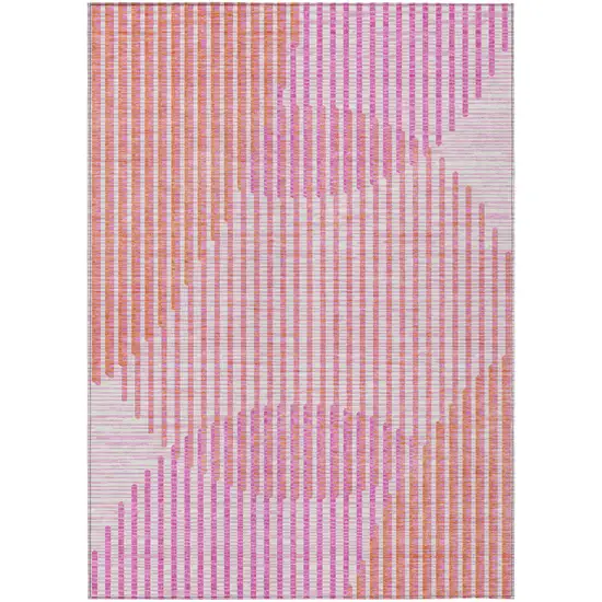 Pink Copper And Ivory Geometric Washable Indoor Outdoor Area Rug Photo 2