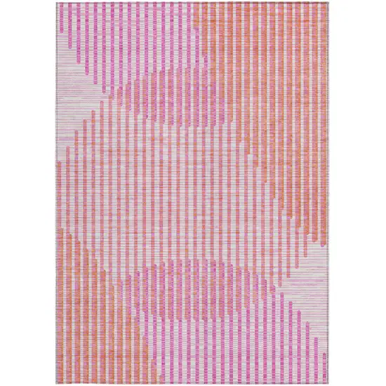 Pink Copper And Ivory Geometric Washable Indoor Outdoor Area Rug Photo 7