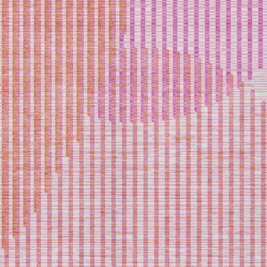 Pink Copper And Ivory Geometric Washable Indoor Outdoor Area Rug Photo 6