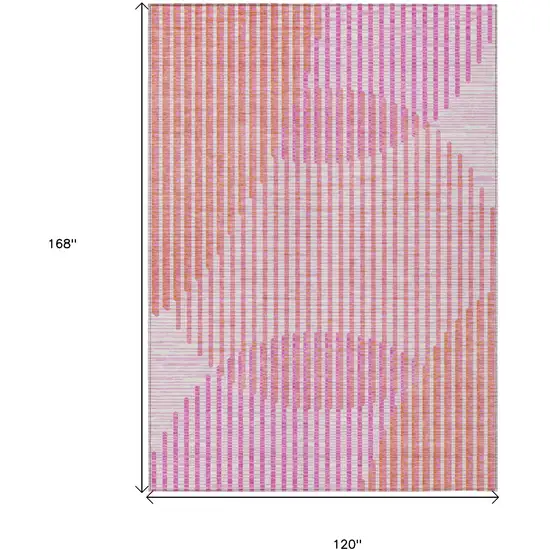 Pink Copper And Ivory Geometric Washable Indoor Outdoor Area Rug Photo 3