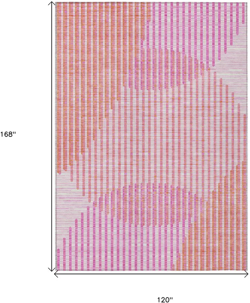 Pink Copper And Ivory Geometric Washable Indoor Outdoor Area Rug Photo 3
