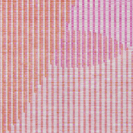 Pink Copper And Ivory Geometric Washable Indoor Outdoor Area Rug Photo 6