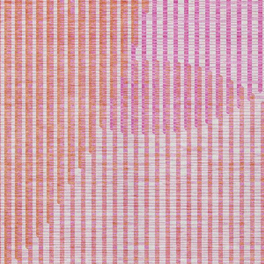 Pink Copper And Ivory Geometric Washable Indoor Outdoor Area Rug Photo 6