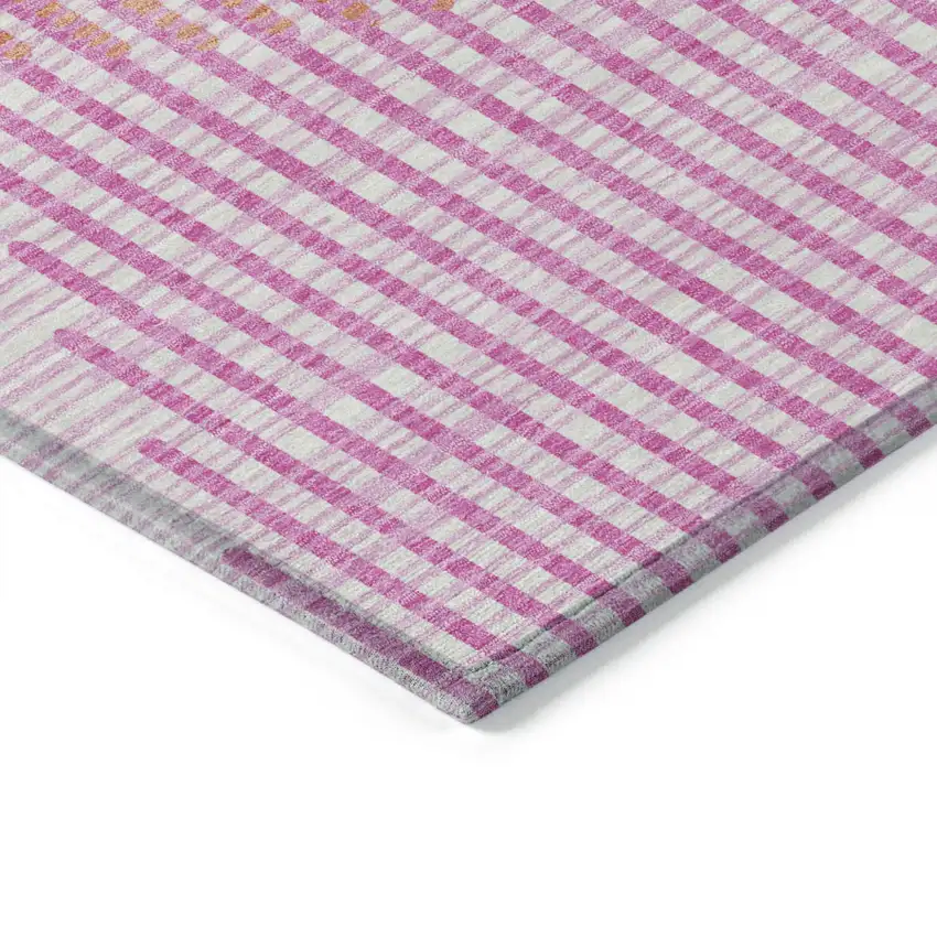 Pink Copper And Ivory Geometric Washable Indoor Outdoor Area Rug Photo 4