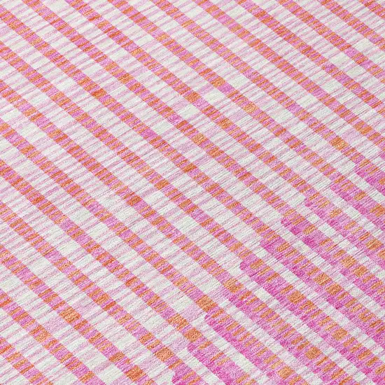 Pink Copper And Ivory Geometric Washable Indoor Outdoor Area Rug Photo 5