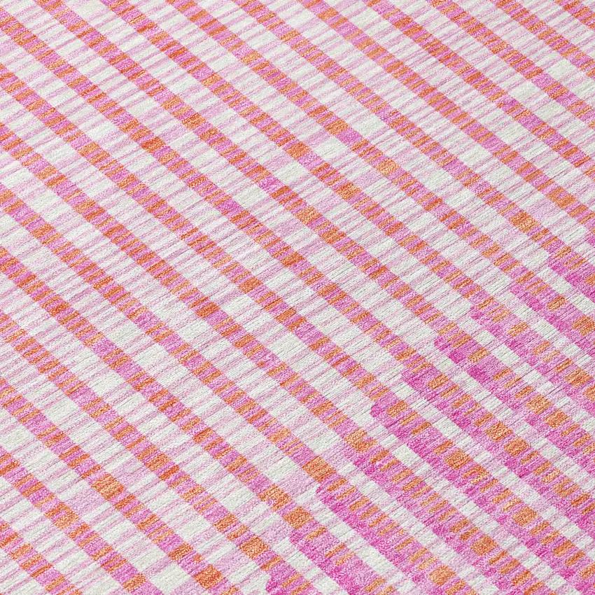 Pink Copper And Ivory Geometric Washable Indoor Outdoor Area Rug Photo 5