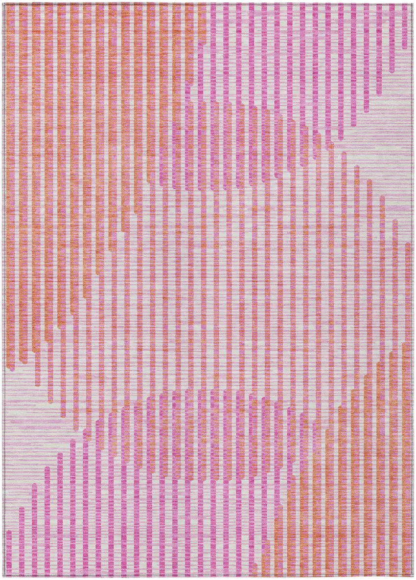 Pink Copper And Ivory Geometric Washable Indoor Outdoor Area Rug Photo 2