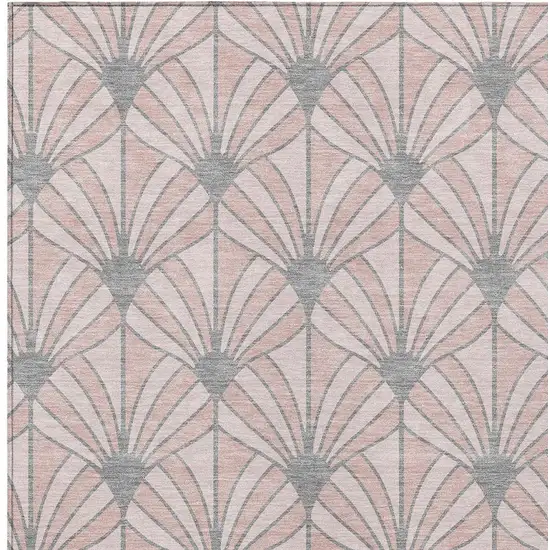 Pink Coral And Gray Seashell Washable Indoor Outdoor Area Rug Photo 2