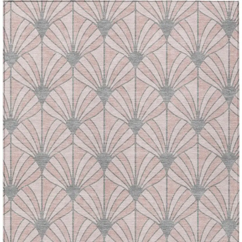 Pink Coral And Gray Seashell Washable Indoor Outdoor Area Rug Photo 3