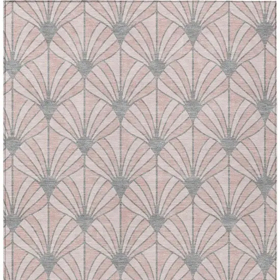 Pink Coral And Gray Seashell Washable Indoor Outdoor Area Rug Photo 3