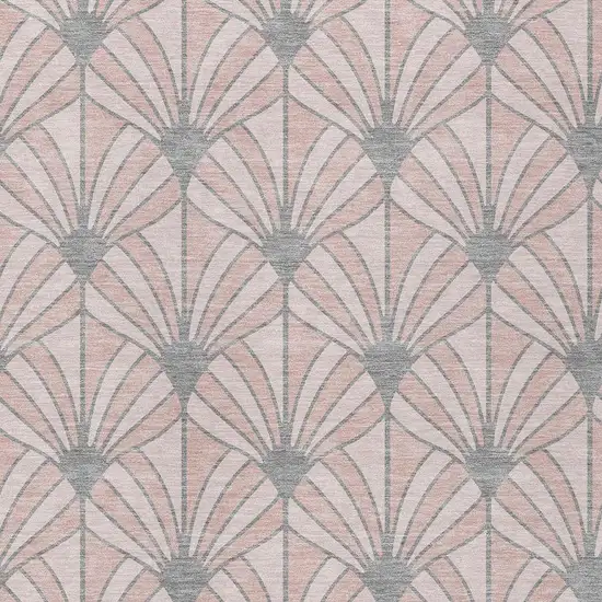 Pink Coral And Gray Seashell Washable Indoor Outdoor Area Rug Photo 2