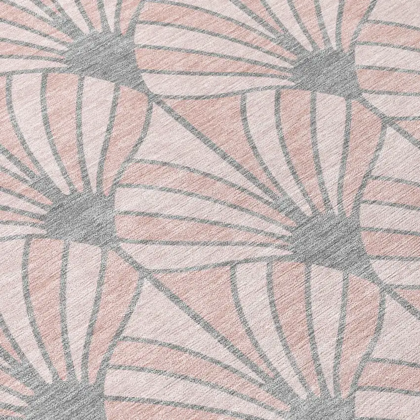 Pink Coral And Gray Seashell Washable Indoor Outdoor Area Rug Photo 6
