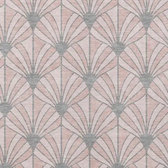 Pink Coral And Gray Seashell Washable Indoor Outdoor Area Rug Photo 2