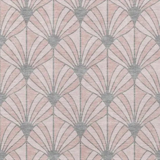 Pink Coral And Gray Seashell Washable Indoor Outdoor Area Rug Photo 2