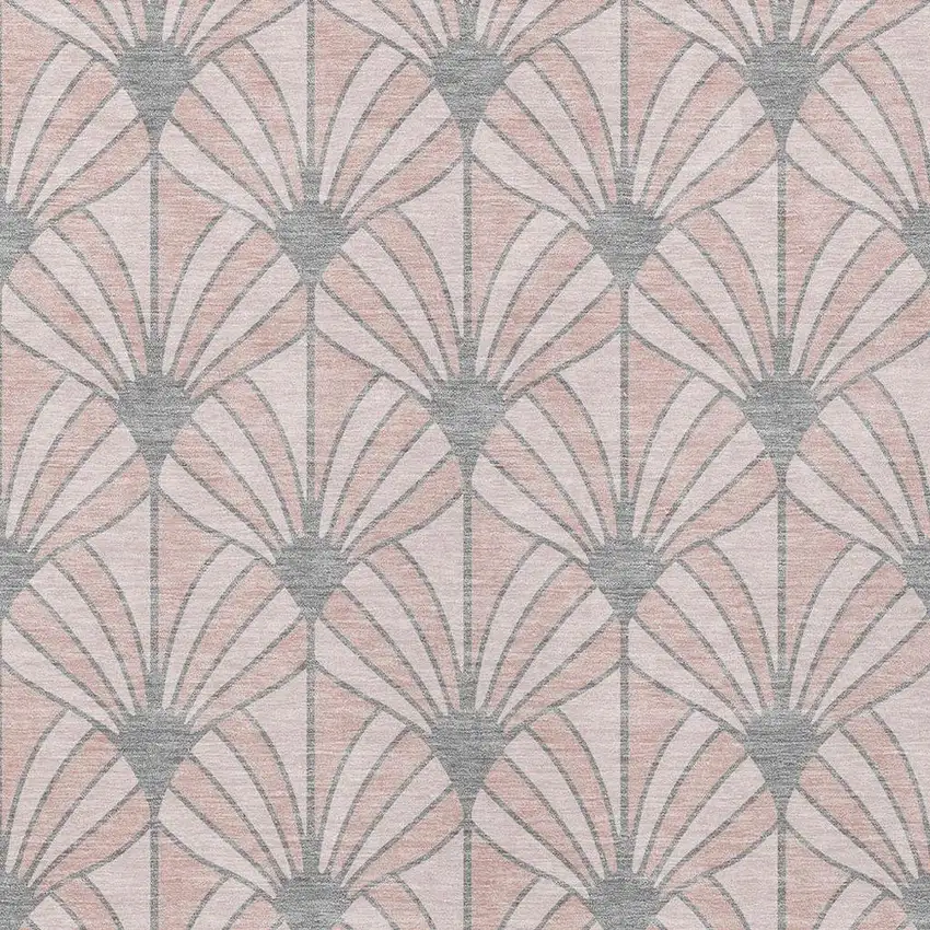 Pink Coral And Gray Seashell Washable Indoor Outdoor Area Rug Photo 2