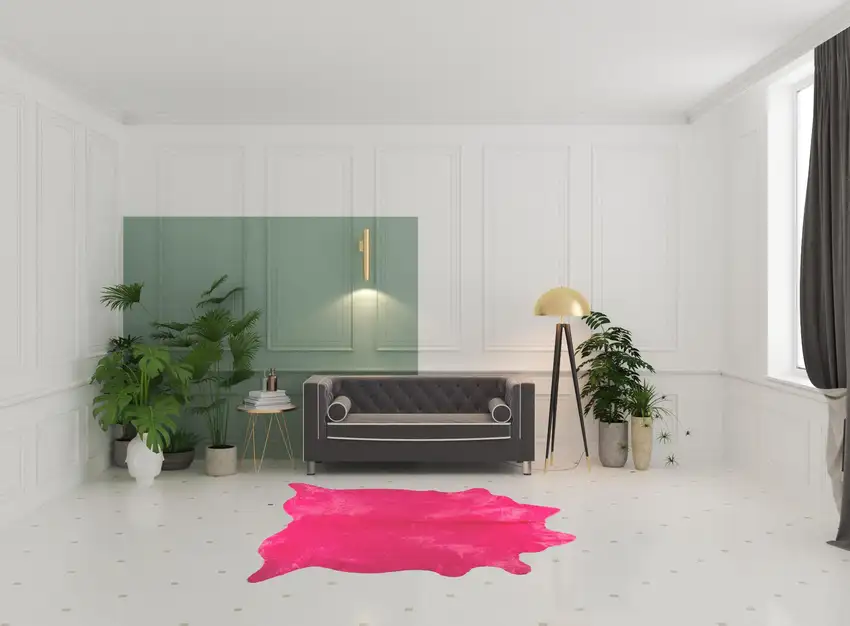 Pink Cowhide Hand Knotted Area Rug Photo 2