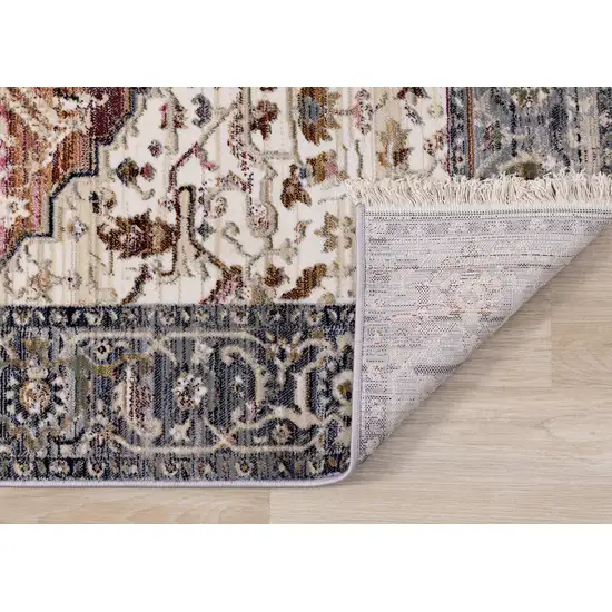 Pink Cream And Gray Medallion Area Rug Photo 8