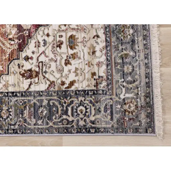 Pink Cream And Gray Medallion Area Rug Photo 7