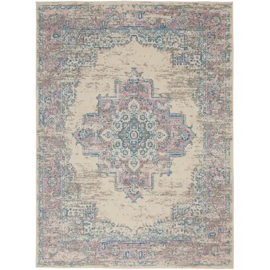 Pink Damask Power Loom Area Rug Photo 2