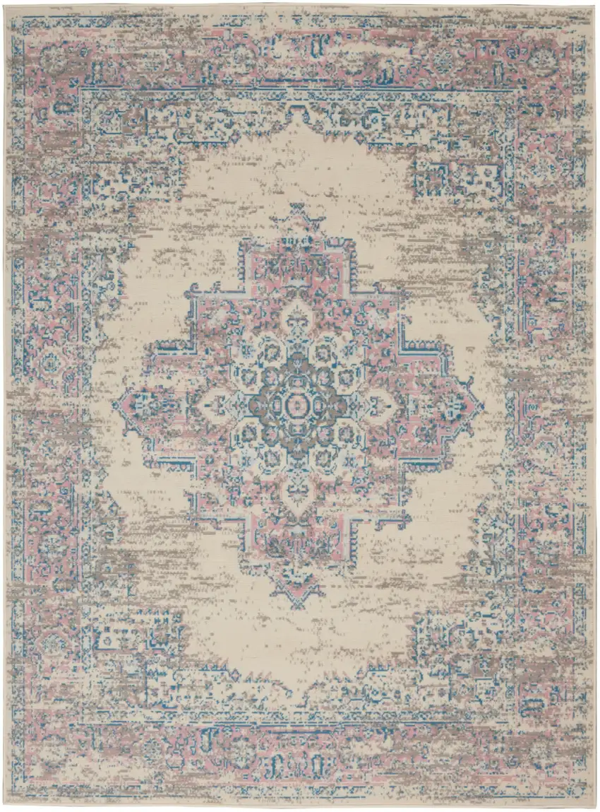 Pink Damask Power Loom Area Rug Photo 2