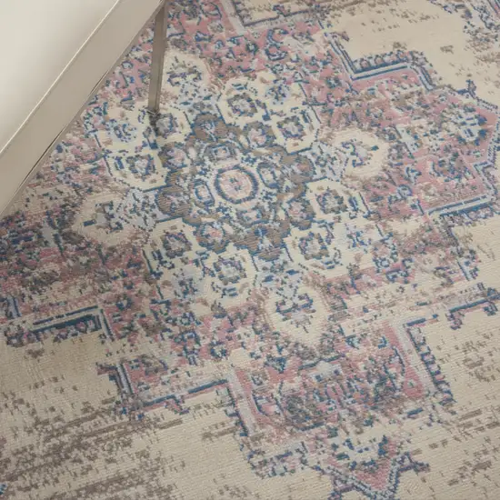 Pink Damask Power Loom Area Rug Photo 8