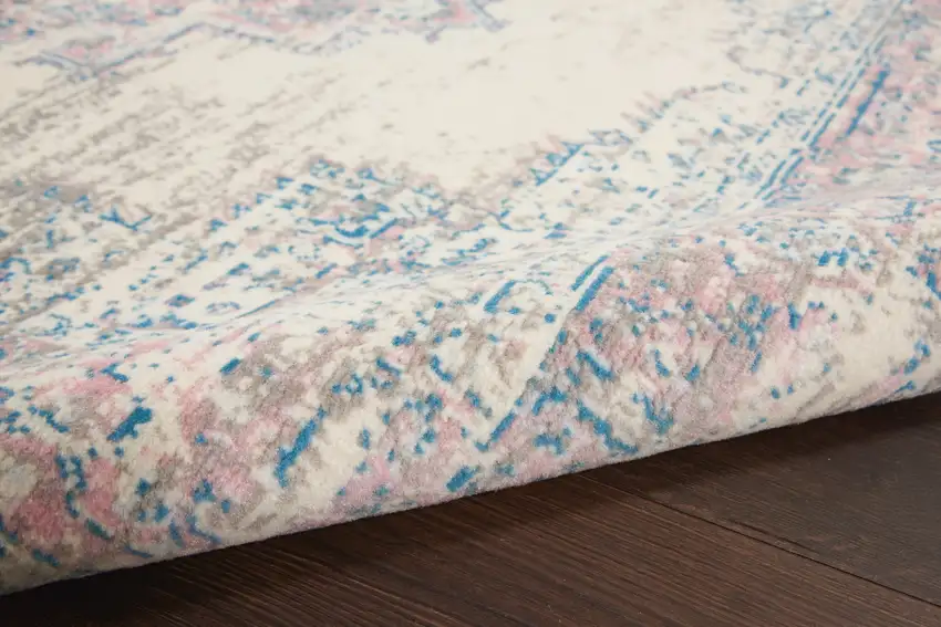 Pink Damask Power Loom Area Rug Photo 8