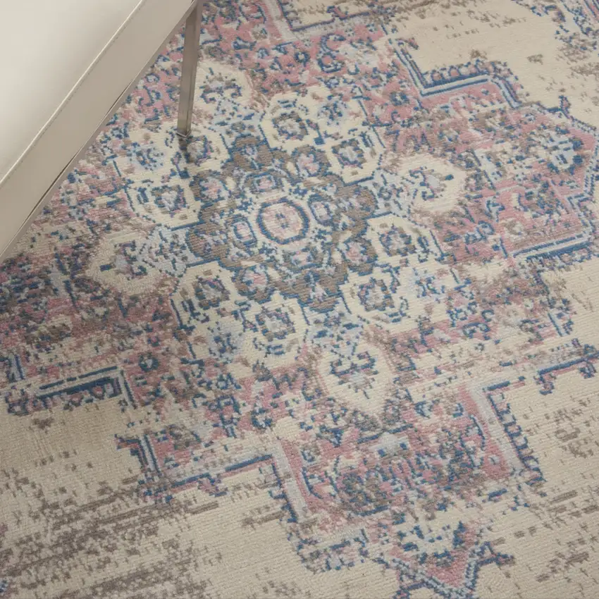 Pink Damask Power Loom Area Rug Photo 9