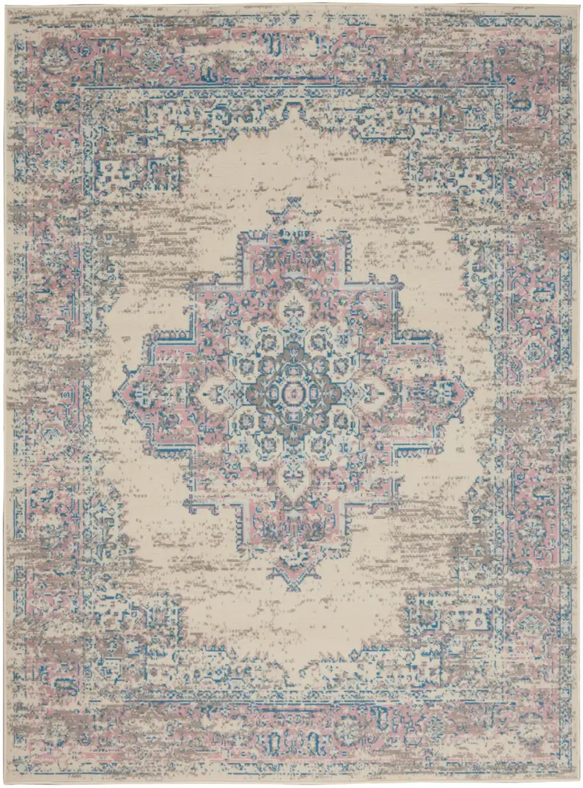 Pink Damask Power Loom Area Rug Photo 8