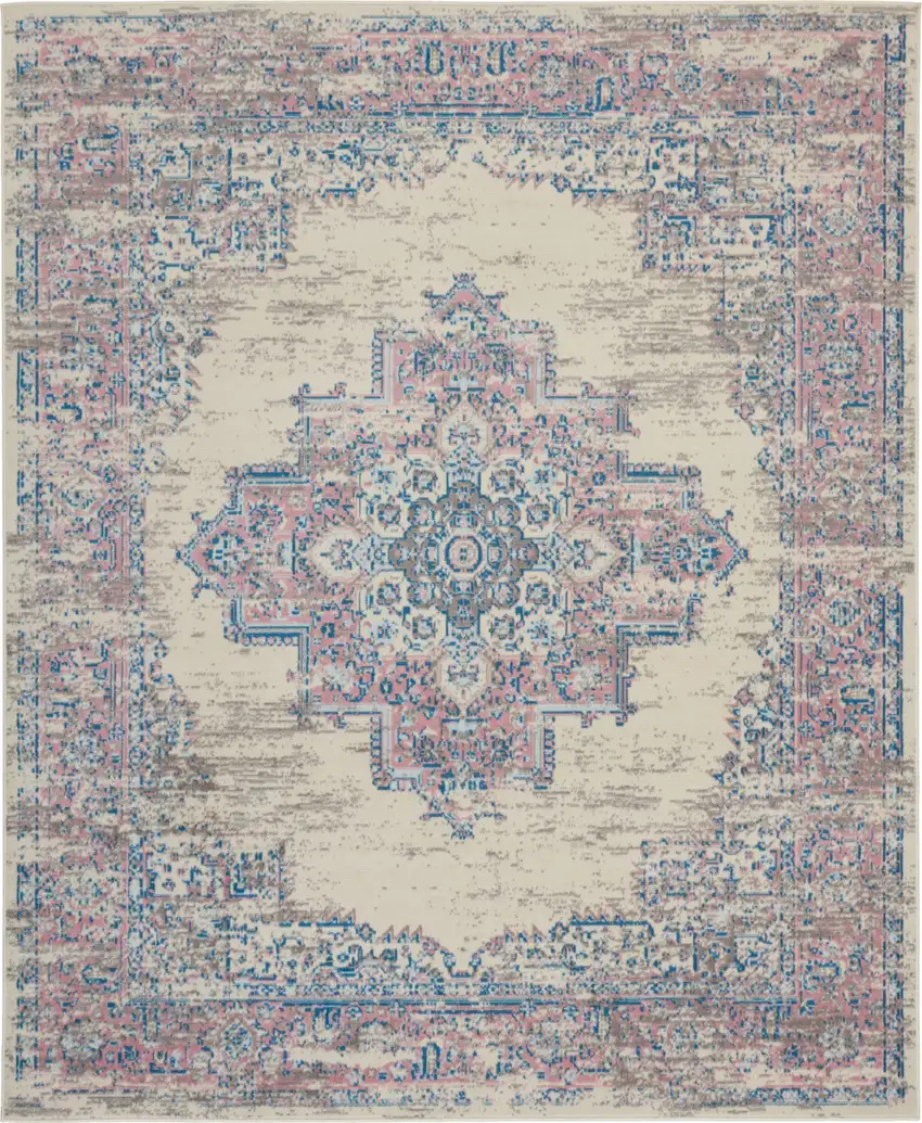 Pink Damask Power Loom Area Rug Photo 6