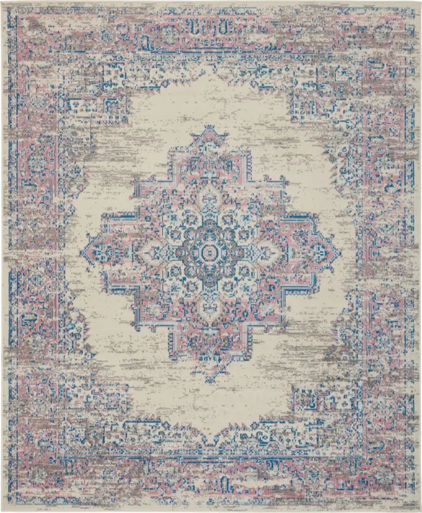 Pink Damask Power Loom Area Rug Photo 7