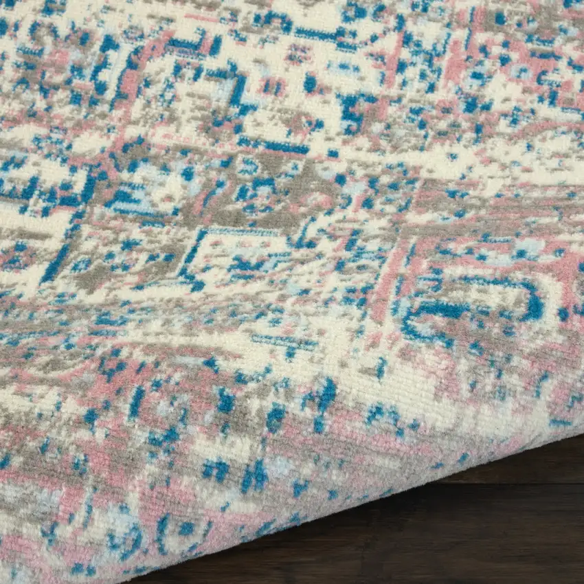 Pink Damask Power Loom Area Rug Photo 8